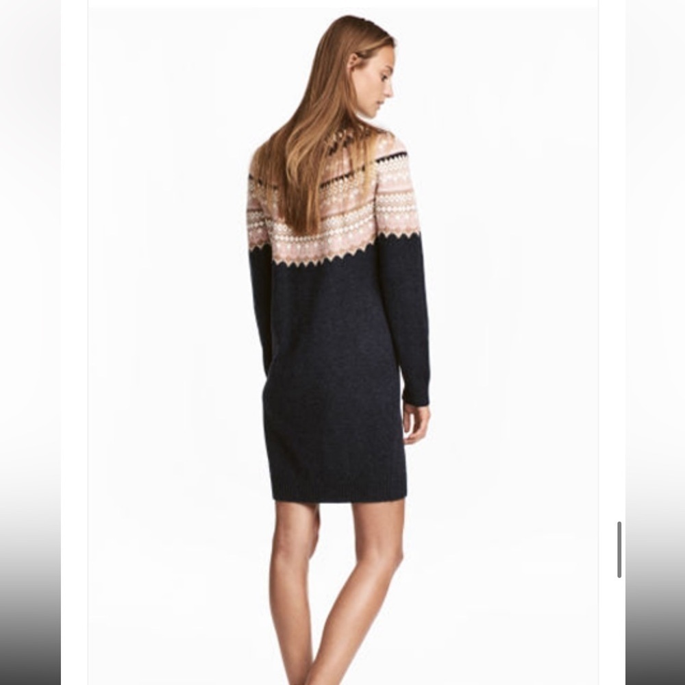 L.O.G.G H&M Sweater Dress Fair isle Nordic Alpaca Blend Size S Crewneck Ski Knit - Picture 2 of 5
